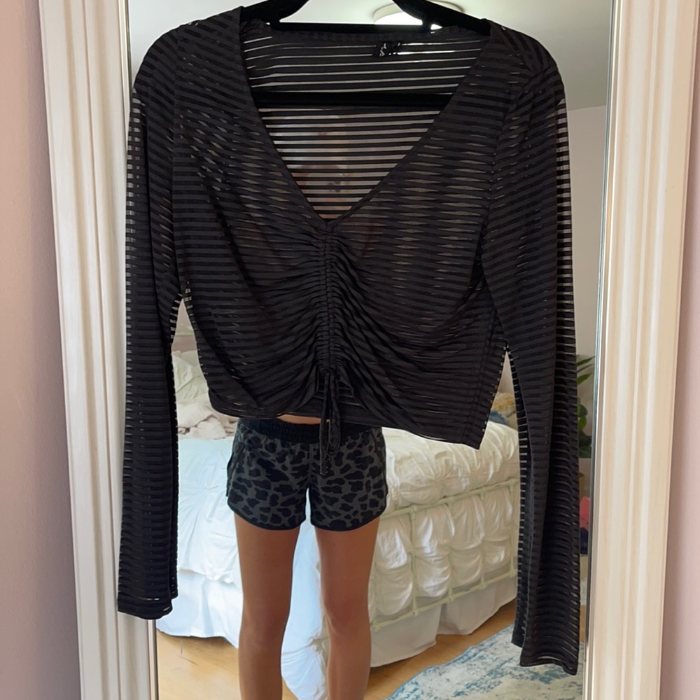 Urban Outfitters sheer long sleeve crop top